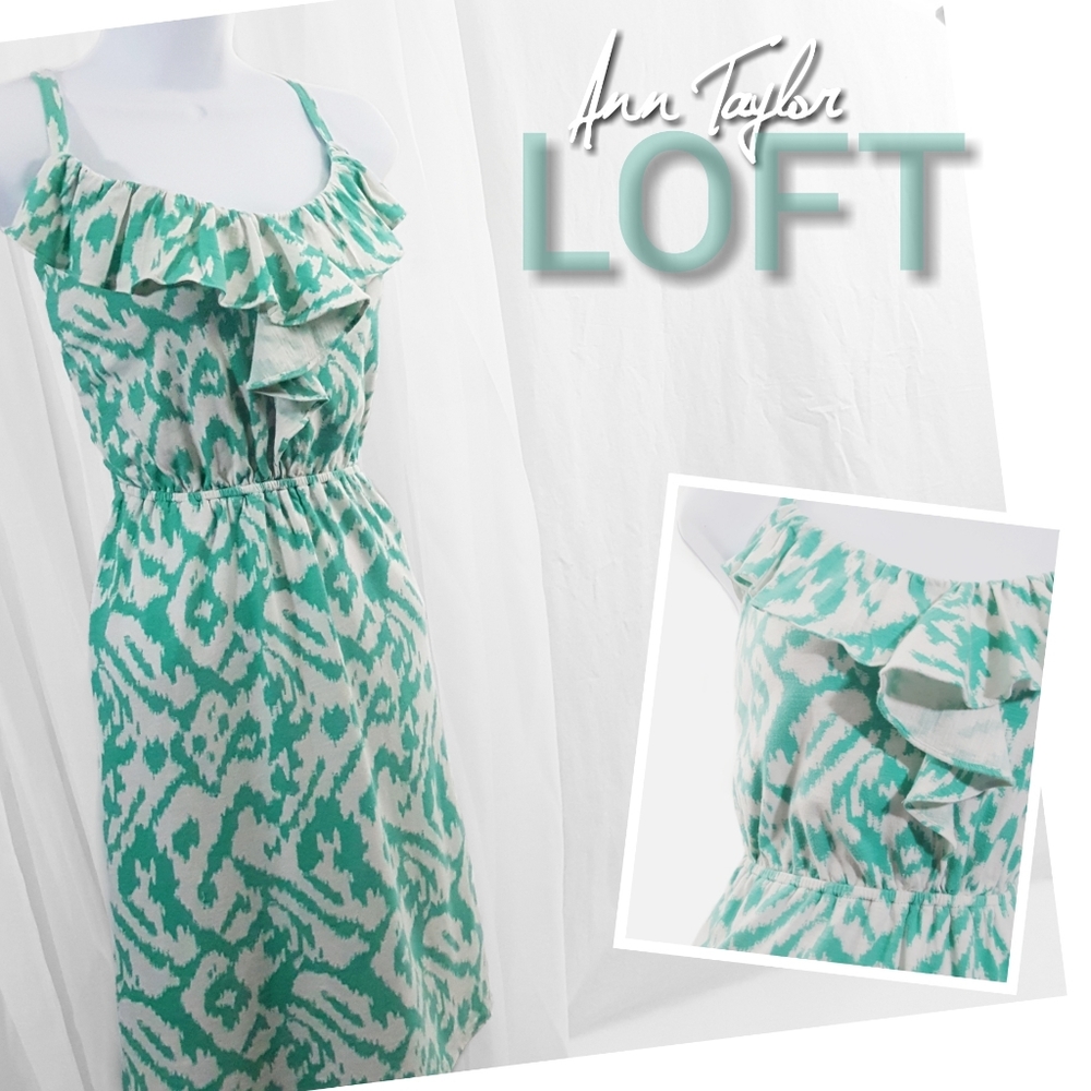 ANN TAYLOR LOFT Cotton Modal Ruffle Print Dress